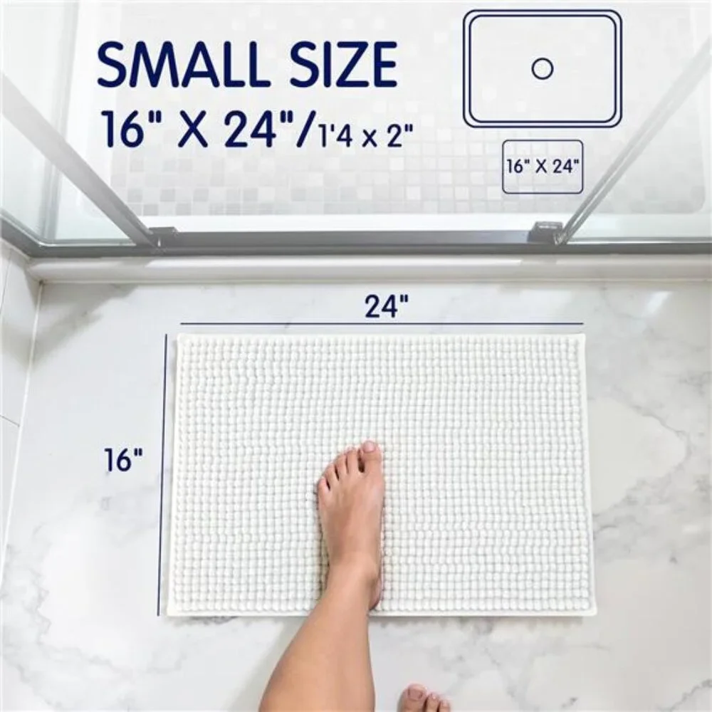 Chenille Bath Rug Soft Plush Absorbent Quick Dry Machine Washable Shower Mat